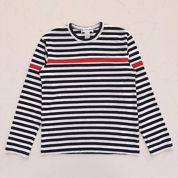 COMME des GARÇONS SHIRT Long Sleeve Border Stripe Tee, S - Picture 2 of 8
